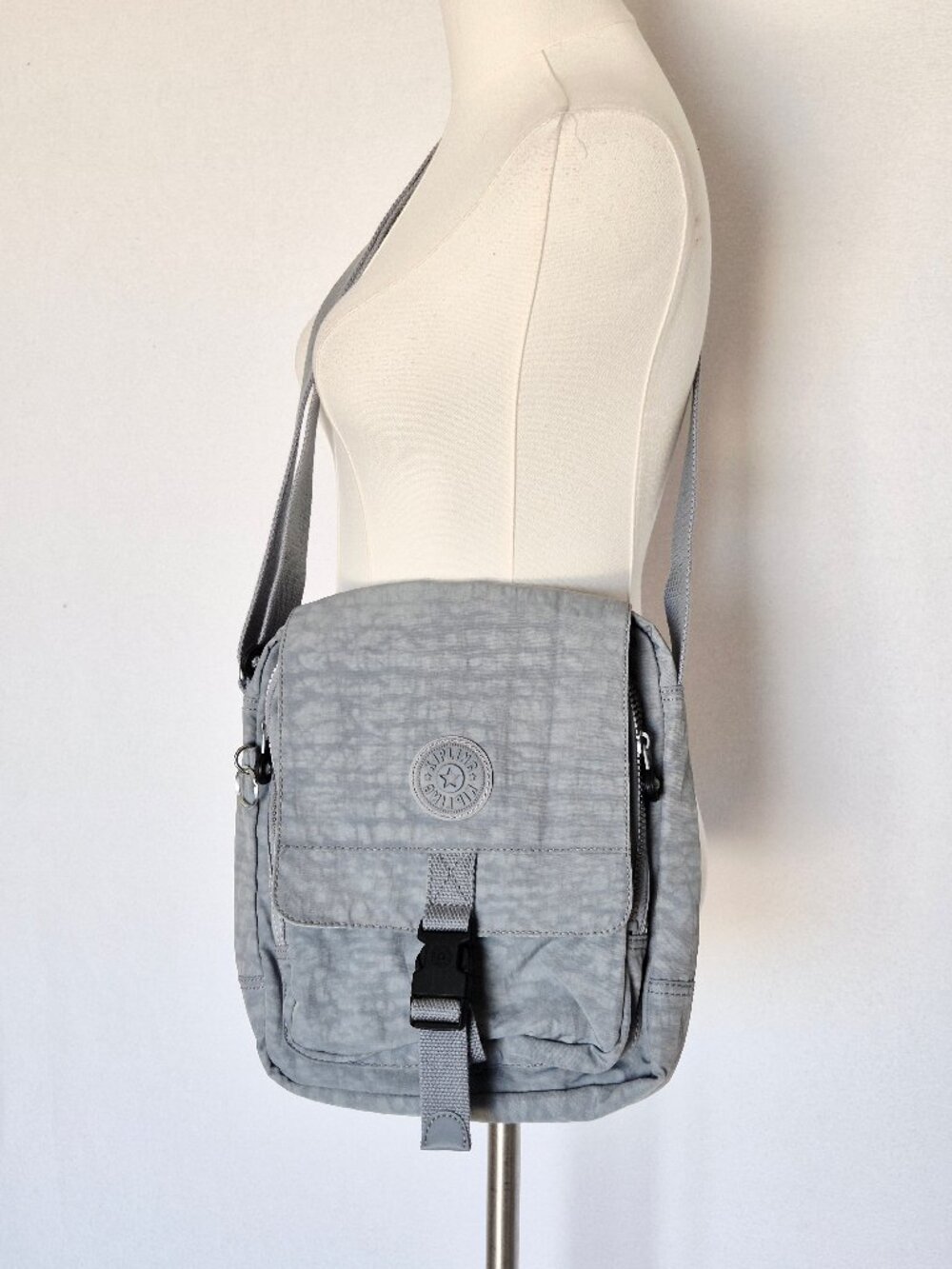 Kipling Lancelot Shoulder Crossbody Travel Bag Organized Water-Resistant Grey